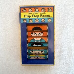 Vintage TOMY Flip Flop Faces Handheld  Plastic Pocket Game Collectible